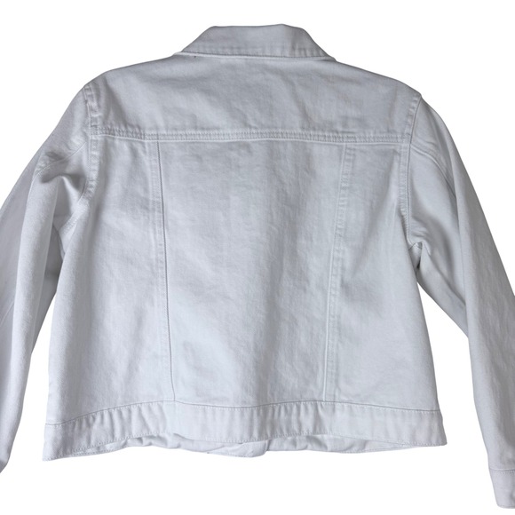 HME Womens Classic Denim Jacket White XL Button Front Trucker Style - Picture 2 of 8